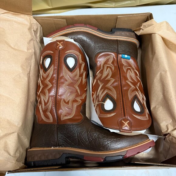 Twisted X Men's Work Boots 12" WP Wide Square Smokey Brown Size 7.5 NEW - Picture 3 of 4
